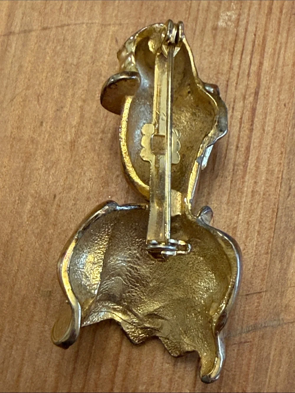 Gold-tone Jomaz Mazer Unsigned Clown Brooch with Black Vest and Red Nose